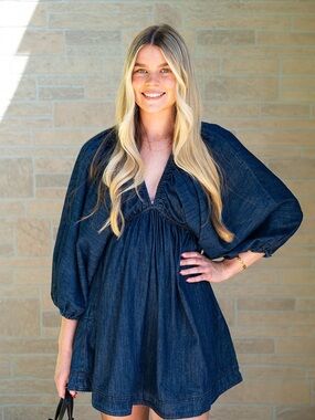 NWT Stitch and Feather Dark Denim Babydoll Dress